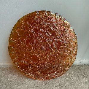 JSG Oceana 13.5” Wave Textured Art Glass Tray